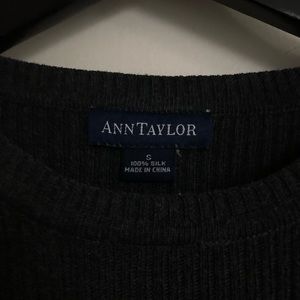 Ann Taylor | Dark grey, ribbed silk t-shirt